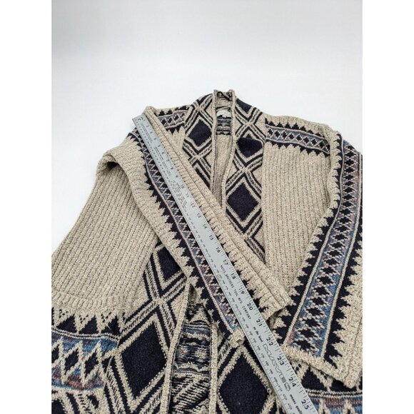 Lucky‎ Brand Cardigan Womens XS/S Oatmeal Southwestern Open Front Knit Sweater - Picture 3 of 8